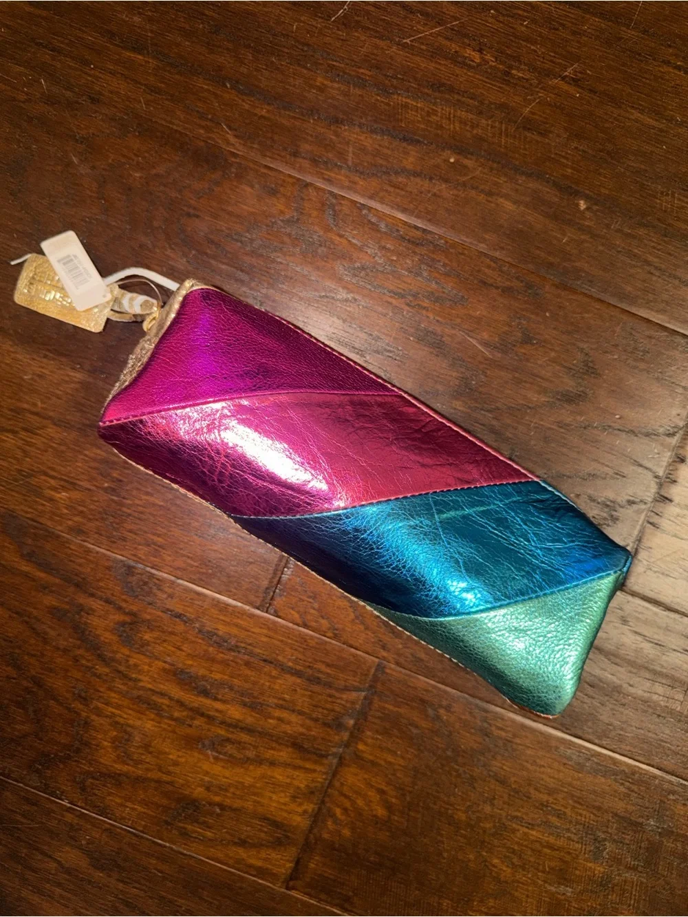 Iridescent Multicolor Cosmetic Pencil Case - Pink, Magenta, Teal, Blue